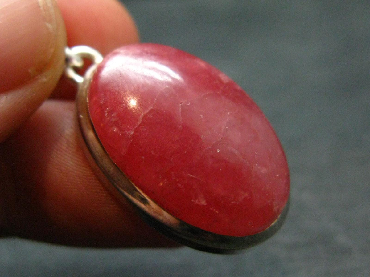 Rare Rhodochrosite Sterling Silver Pendant From Argentina - 1.4" - 8.28 Grams