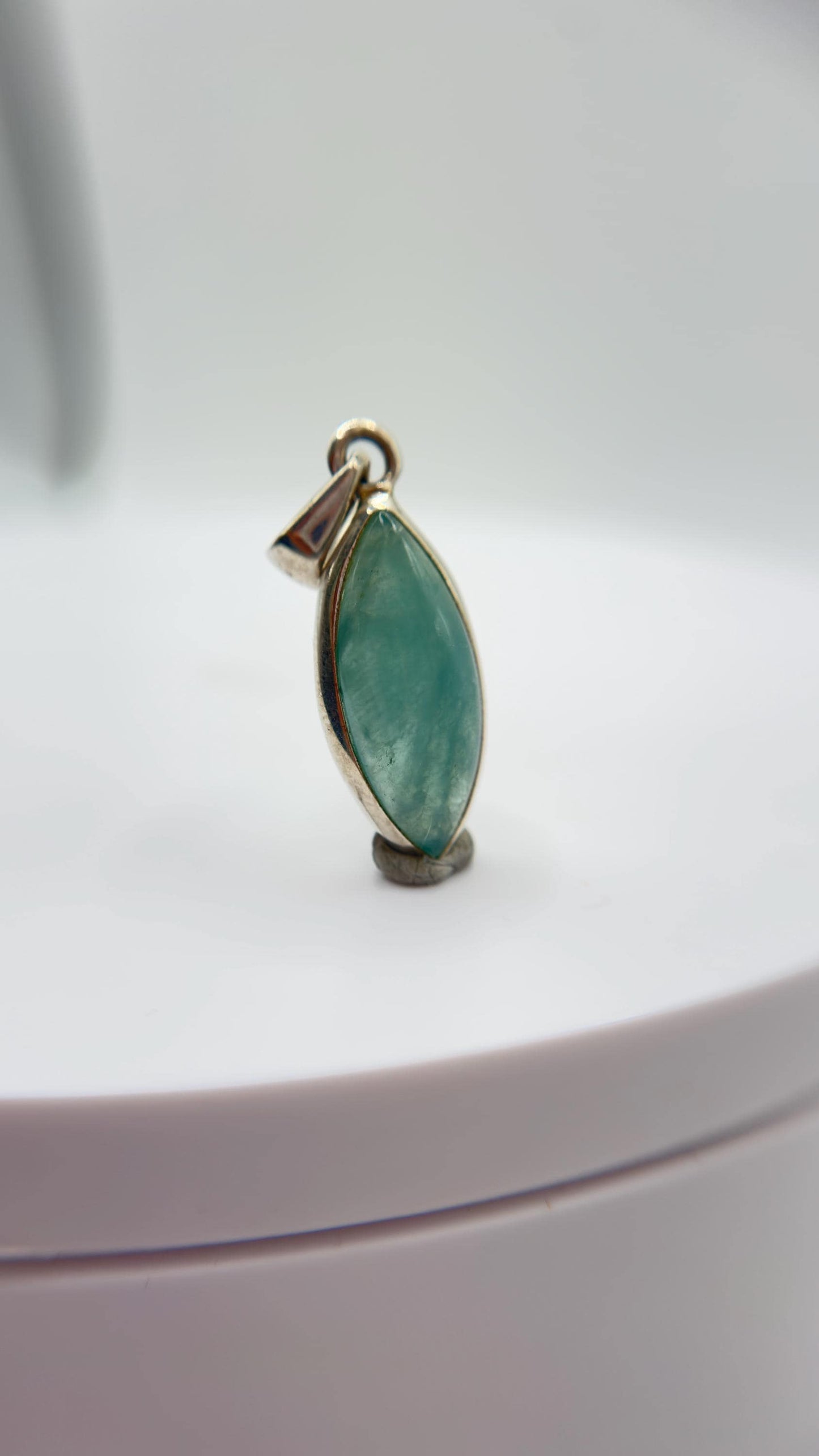 Grandidierite Pendant Marquise Cabochon Blue Green Gemstone Silver Necklace Natural Crystal Jewelry