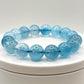 Swiss Blue Topaz Bracelet – Large Natural Round Beads, Stretch Design - 77.28 Grams