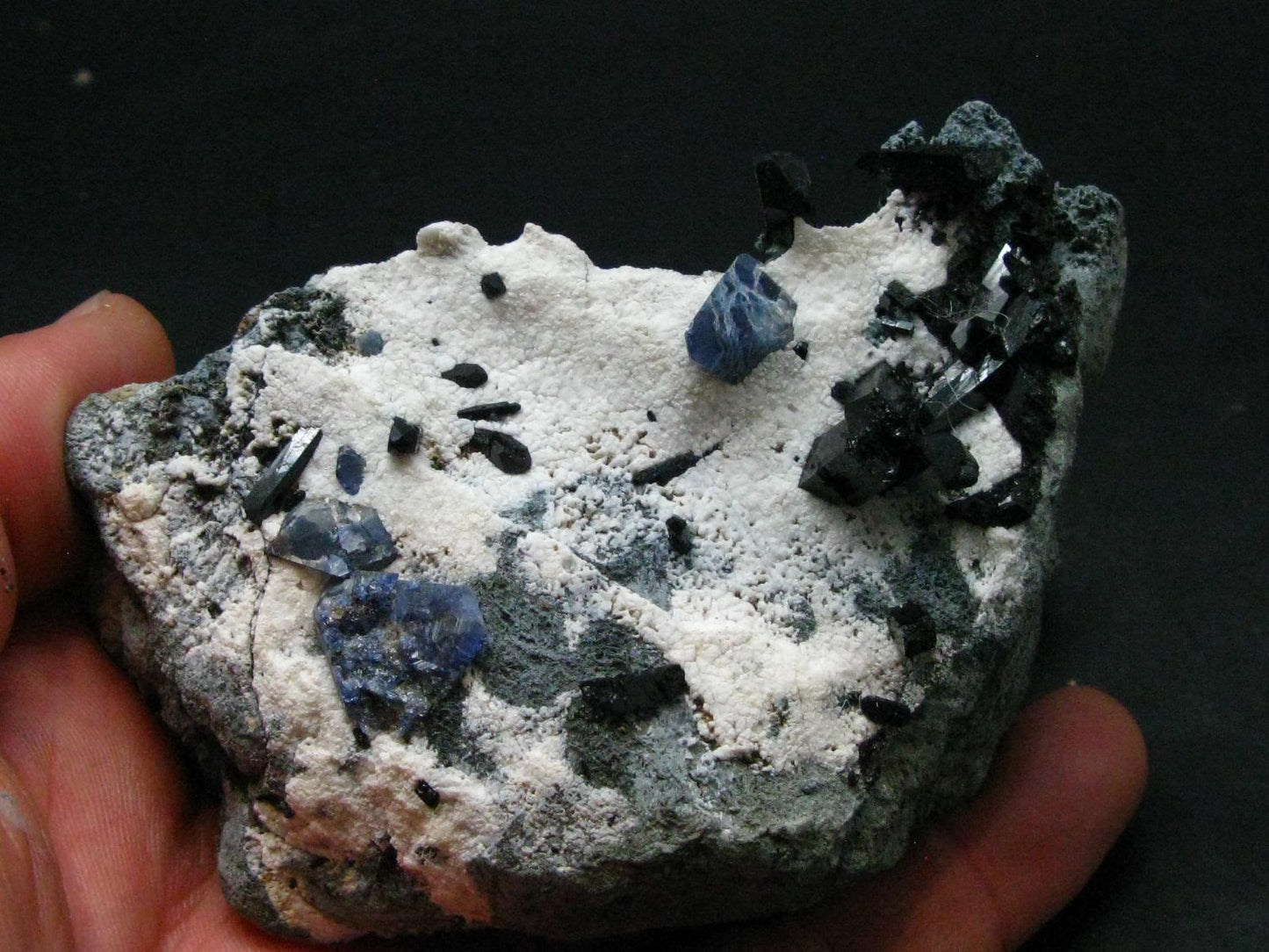 Benitoite and Neptunite on Natrolite Cluster From California - 1.5" - 10.35 Grams