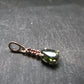 Moldavite Tektite & Red Garnet Silver Pendant from Czech Republic - 0.9"