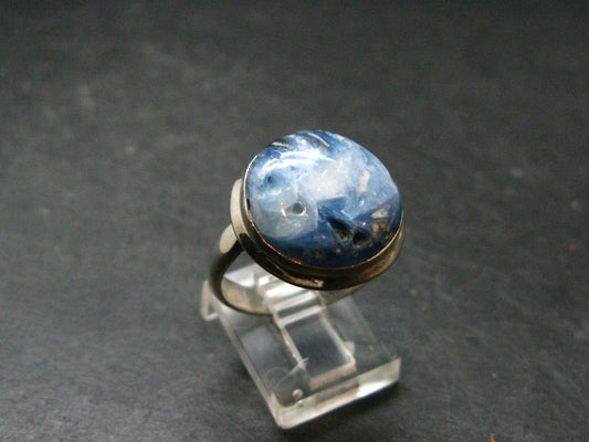 Blue Ice Glacierite Silver Ring from Indonesia - Size 8- 7.07 Grams
