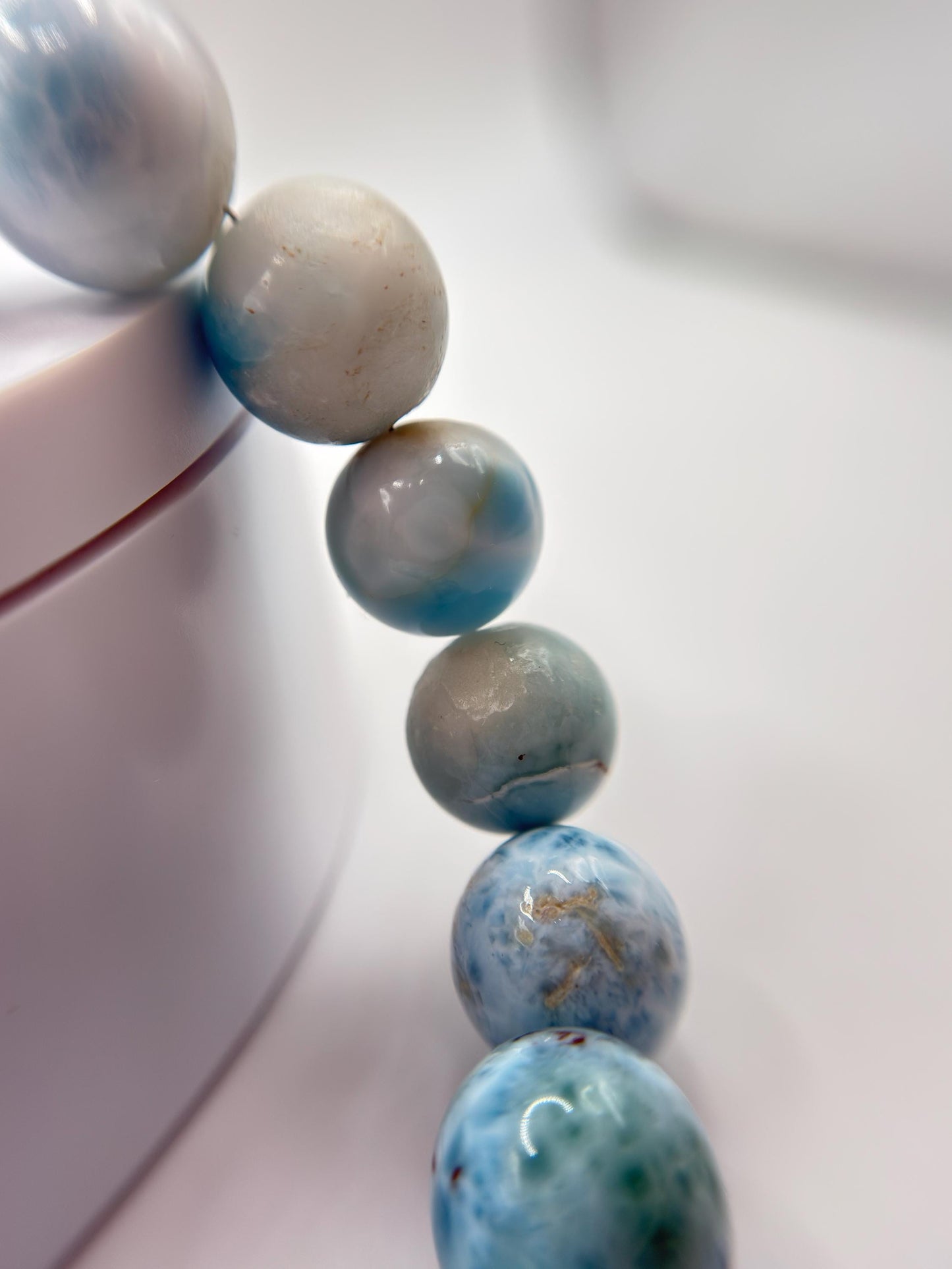 Larimar Beaded Necklace Blue Gemstone Jewelry Ocean Stone Necklace Gift
