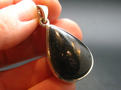 Very Rare Sterling Silver Nuumite Nuummite Pendant From Greenland - 1.4" - 8.34 Grams