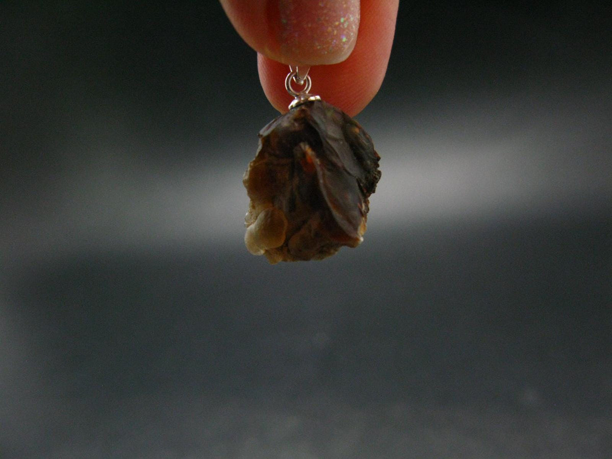 Fire Agate Silver Pendant From Mexico - 1.0" - 2.47 Grams