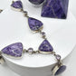 Charoite & Amethyst Drop Necklace – Sterling Silver - 52.57 Grams