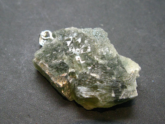 Green Apatite Crystal Silver Pendant From Portugal - 1.6" - 12.83 Grams