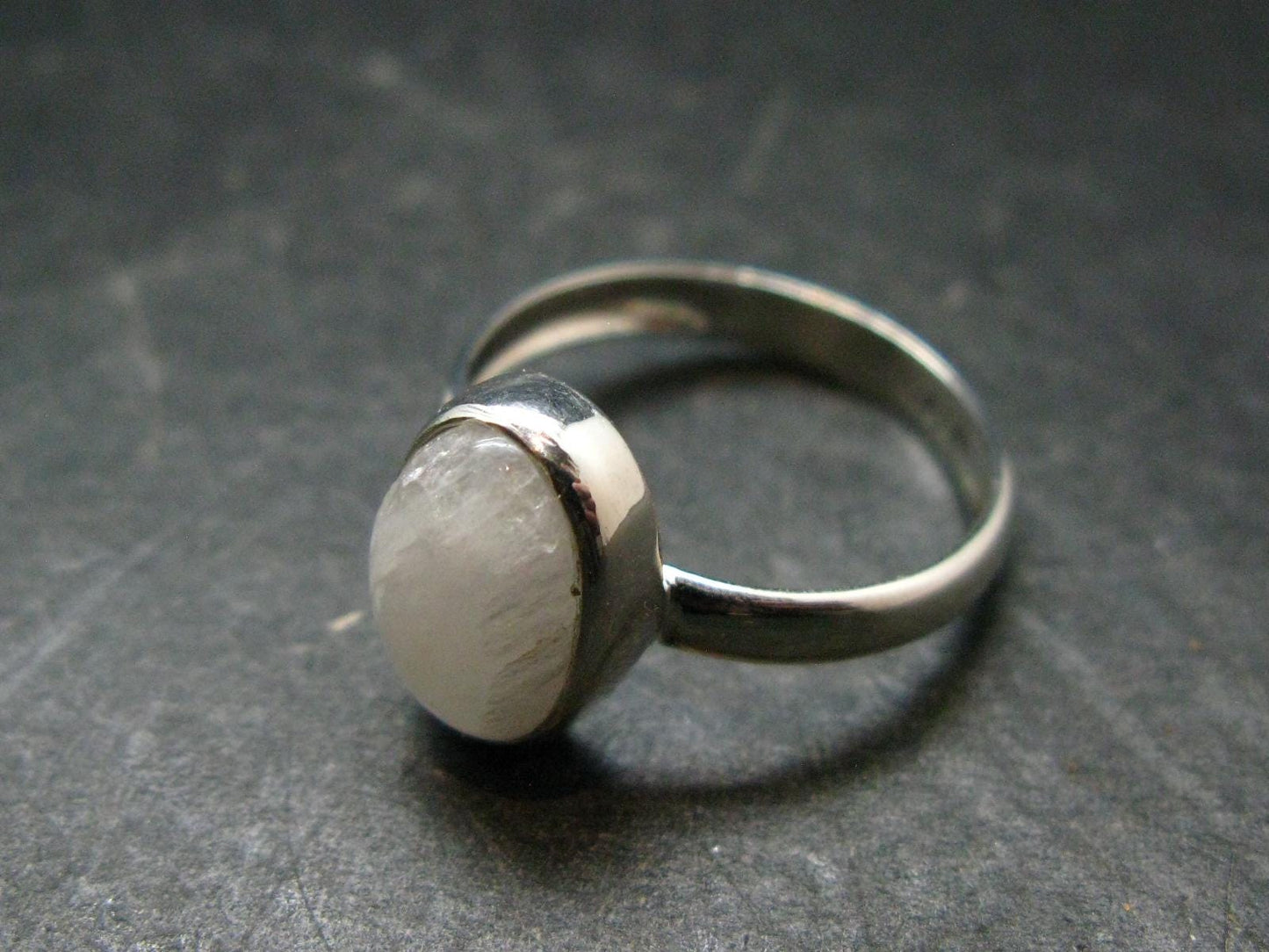 Natrolite Silver Cabochon Ring From Russia - 2.47 Grams - Size 8.0
