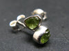 Cute Small Gem Raq Natural Peridot (Olivine|) Stud Earrings In Sterling Silver from Pakistan - 0.6"