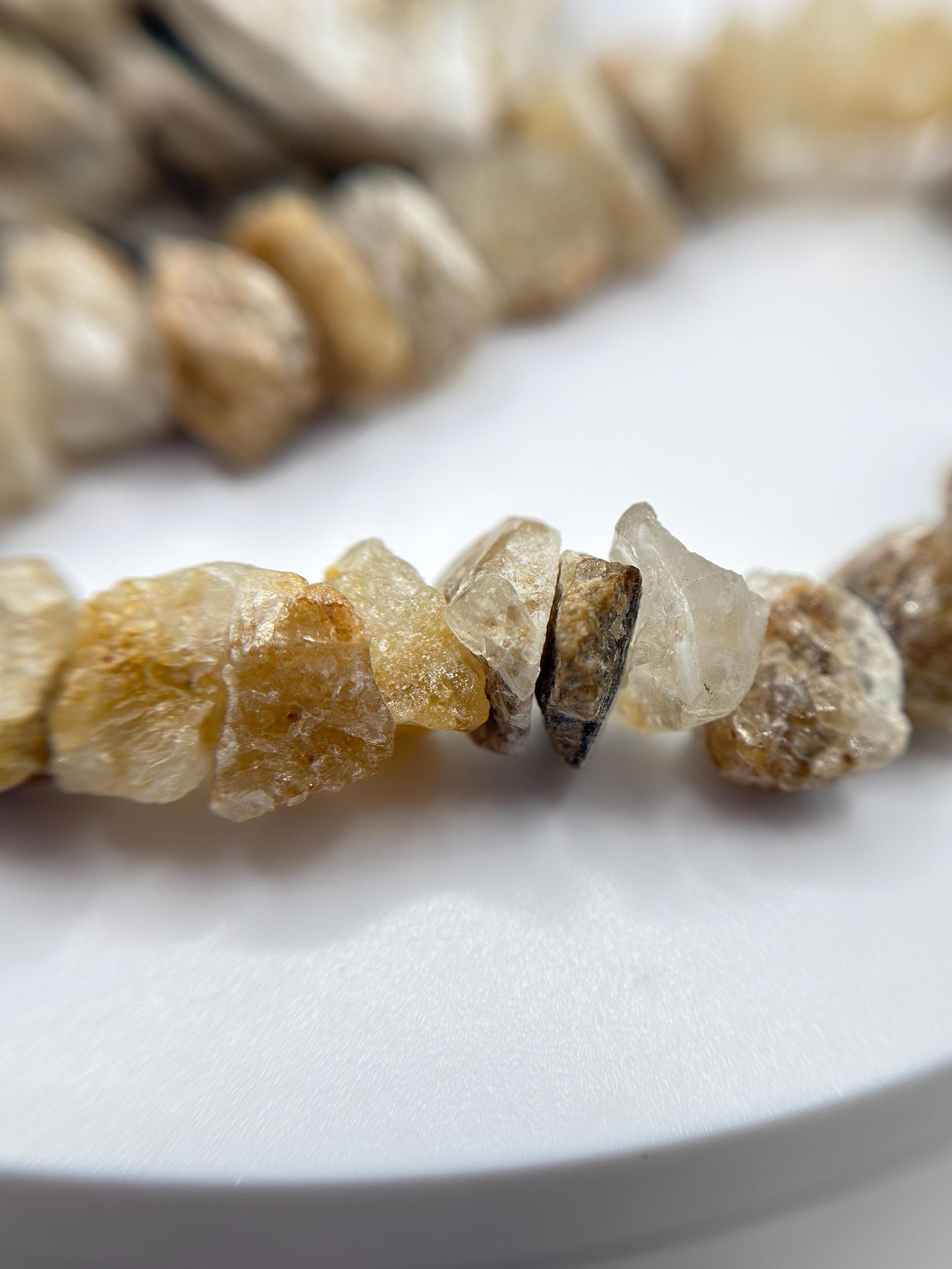 Raw Herderite Crystal Chip Bracelet – Natural Golden Stone Stretch Bracelet - Weight 28.77 g