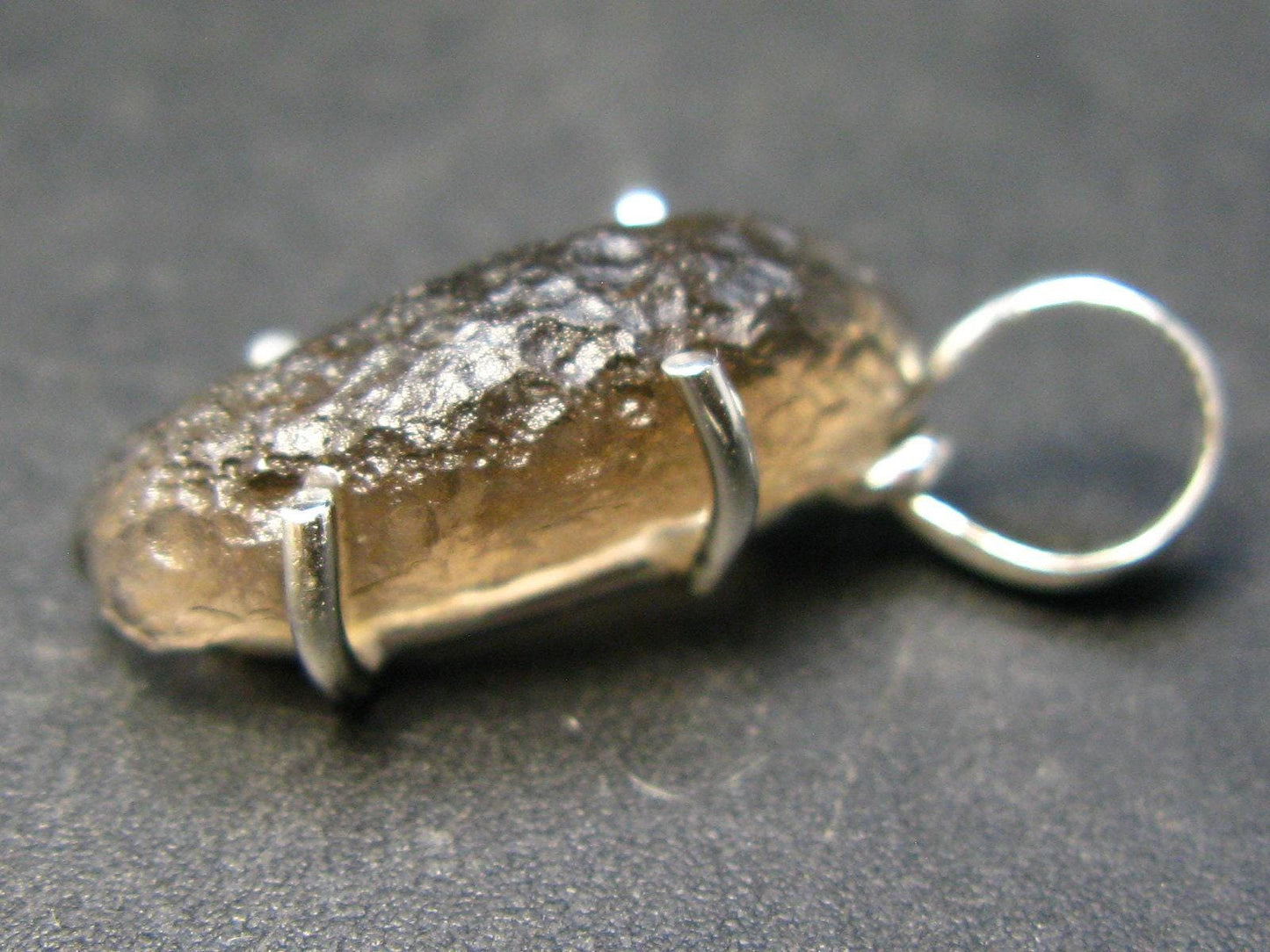 Rare Colombianite Pseudotektite Silver Pendant from Colombia - 1.1"- 3.0 Grams