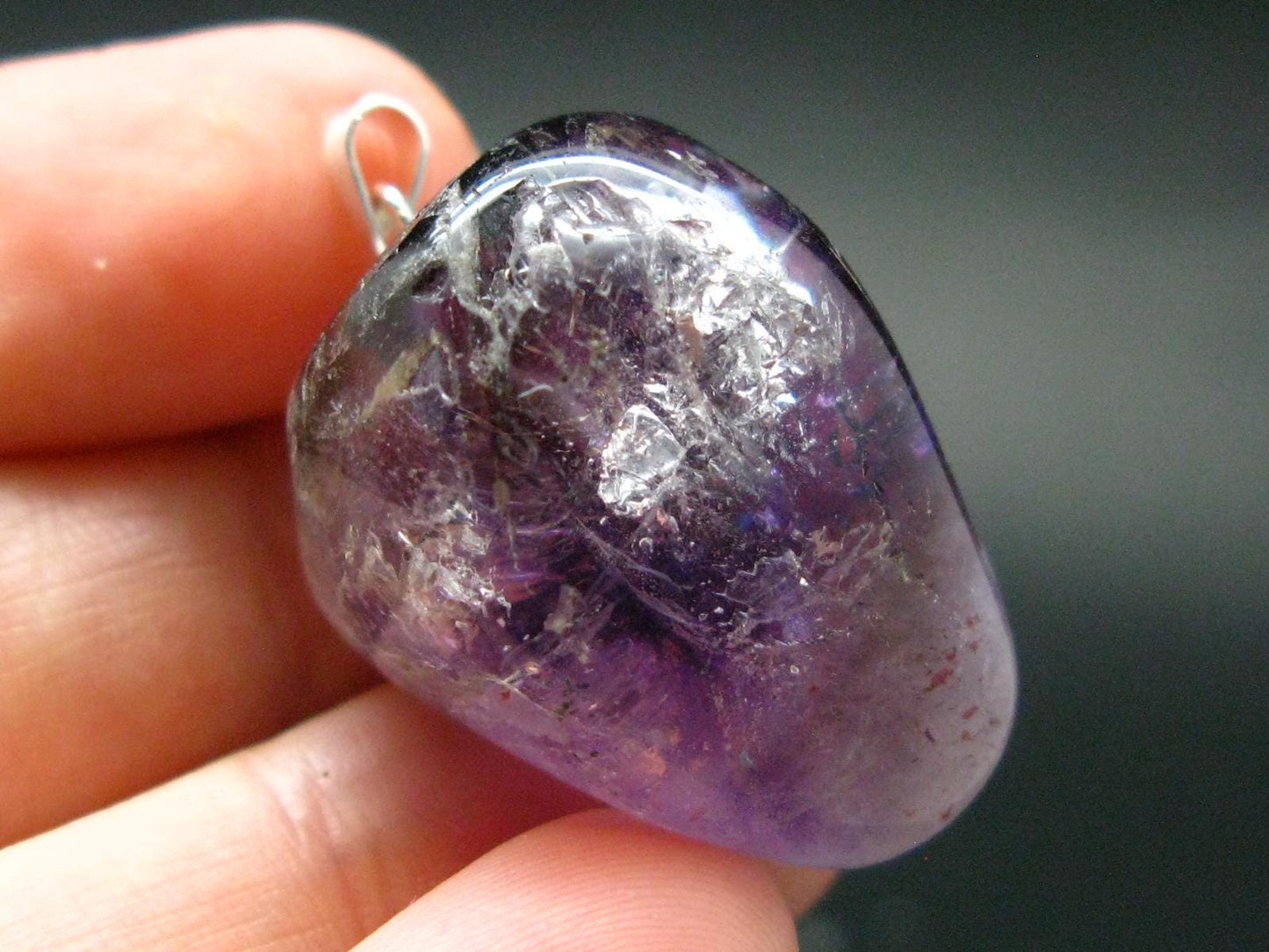 Rare Brandenberg Brandberg Amethyst Quartz Silver Pendant From Namibia - 1.3" - 13.78 Grams