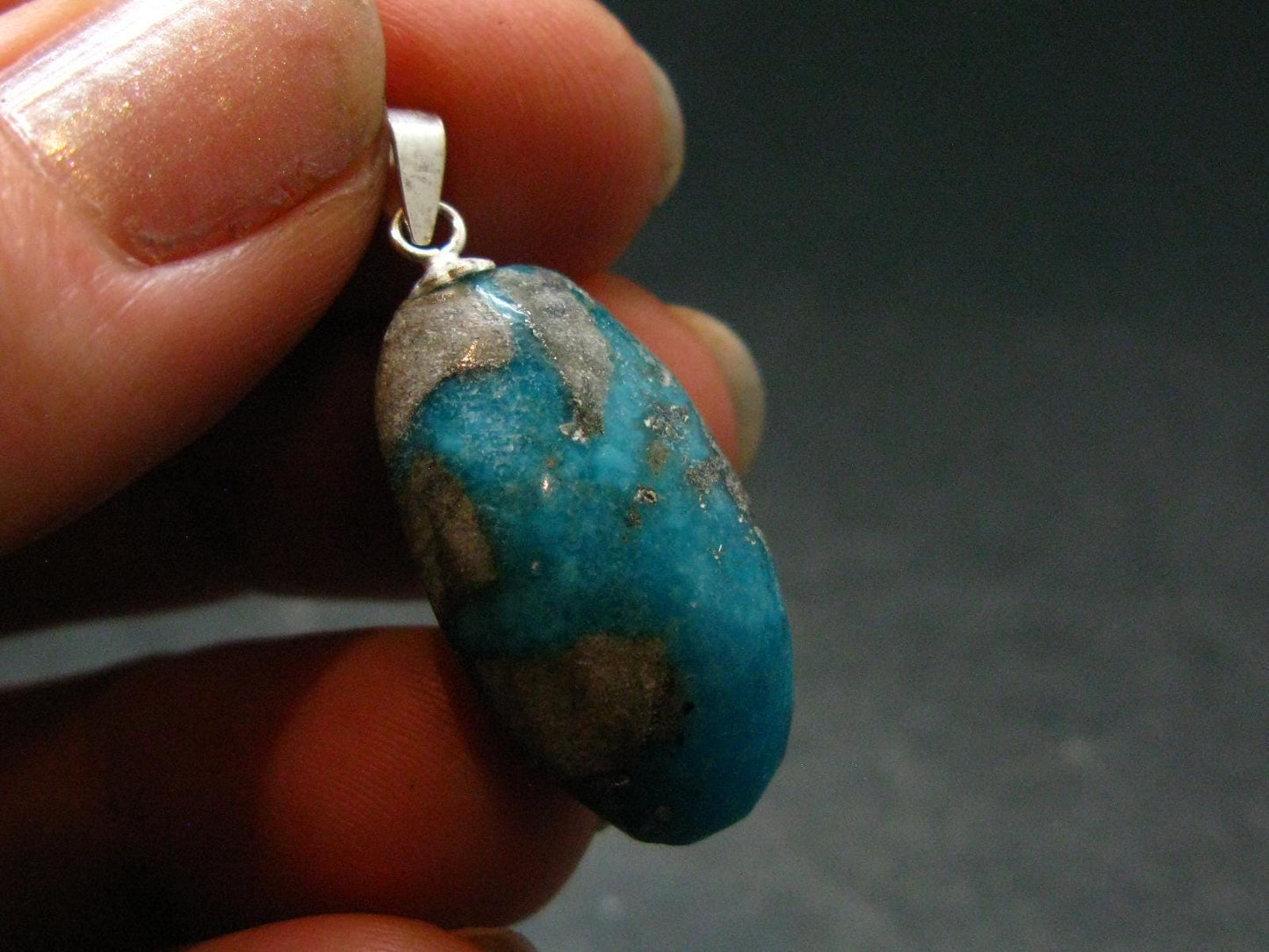 Genuine Turquoise Silver Pendant From Sleeping Beauty Arizona - 1.2" - 3.80 Grams