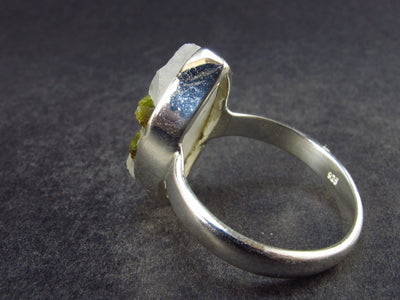 Green Tourmaline In Quartz Silver Ring From Brazil - 5.62 Grams - Size 10