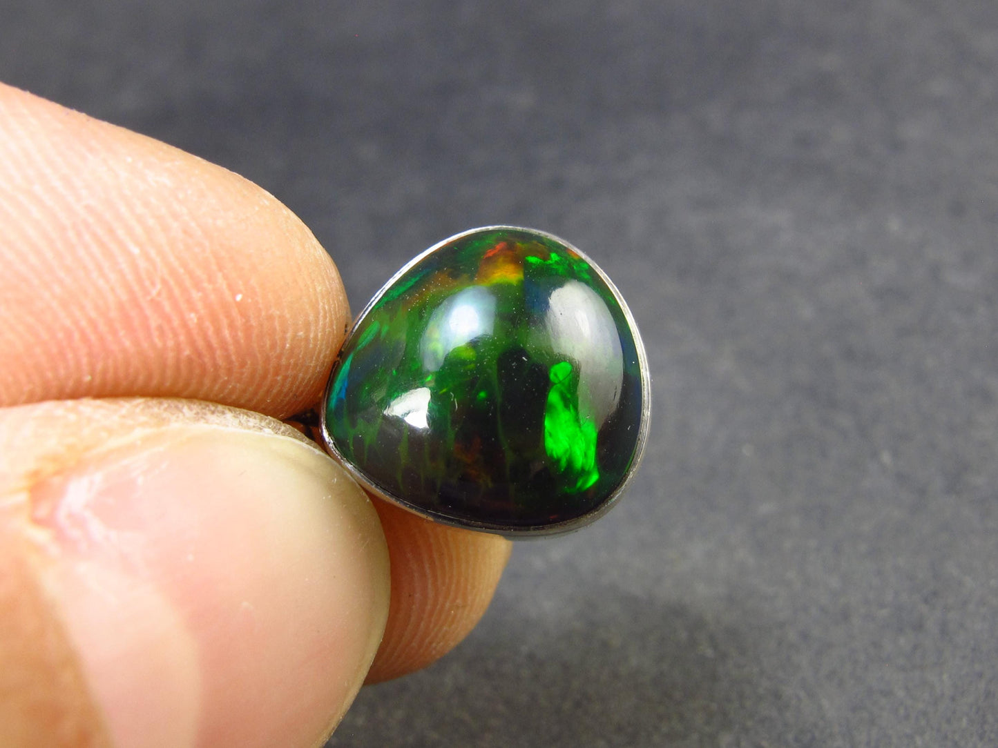 Rare Black Opal Sterling Silver Pendant from Australia - 0.7" - 1.86 Grams