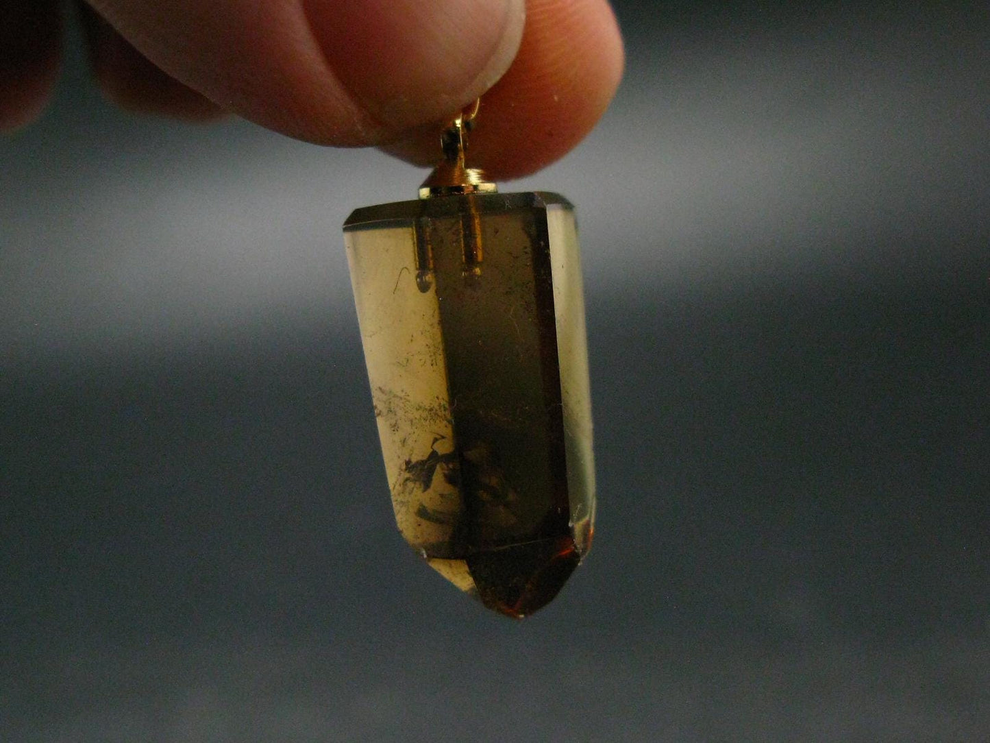 Natural Unheated Citrine Sterling Silver Gold Plated Pendant from Zambia - 1.2" - 4.25 Grams
