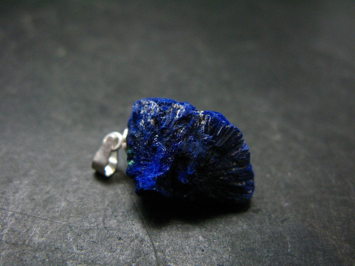 Azurite Nodule Crystal Sterling Silver Pendant from Russia - 1.0" - 4.26 Grams