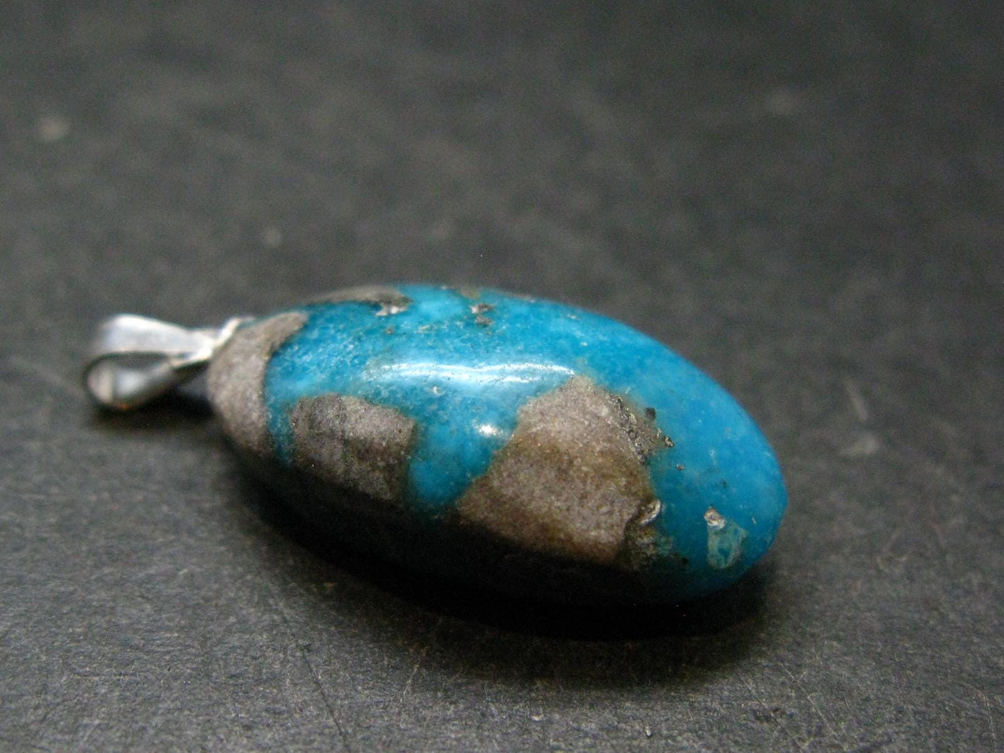 Genuine Turquoise Silver Pendant From Sleeping Beauty Arizona - 1.2" - 3.80 Grams