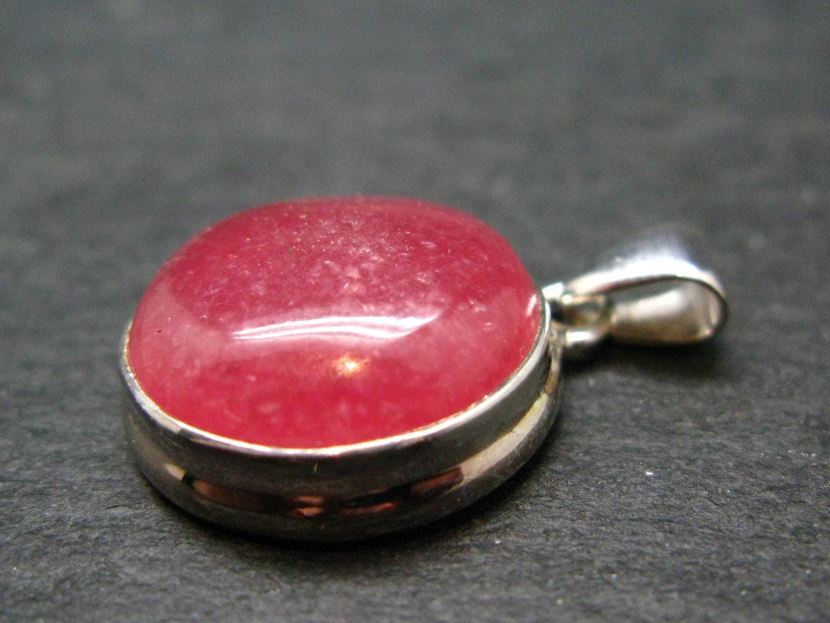 Rare Rhodochrosite Sterling Silver Pendant From Argentina - 1.1" - 7.09 Grams