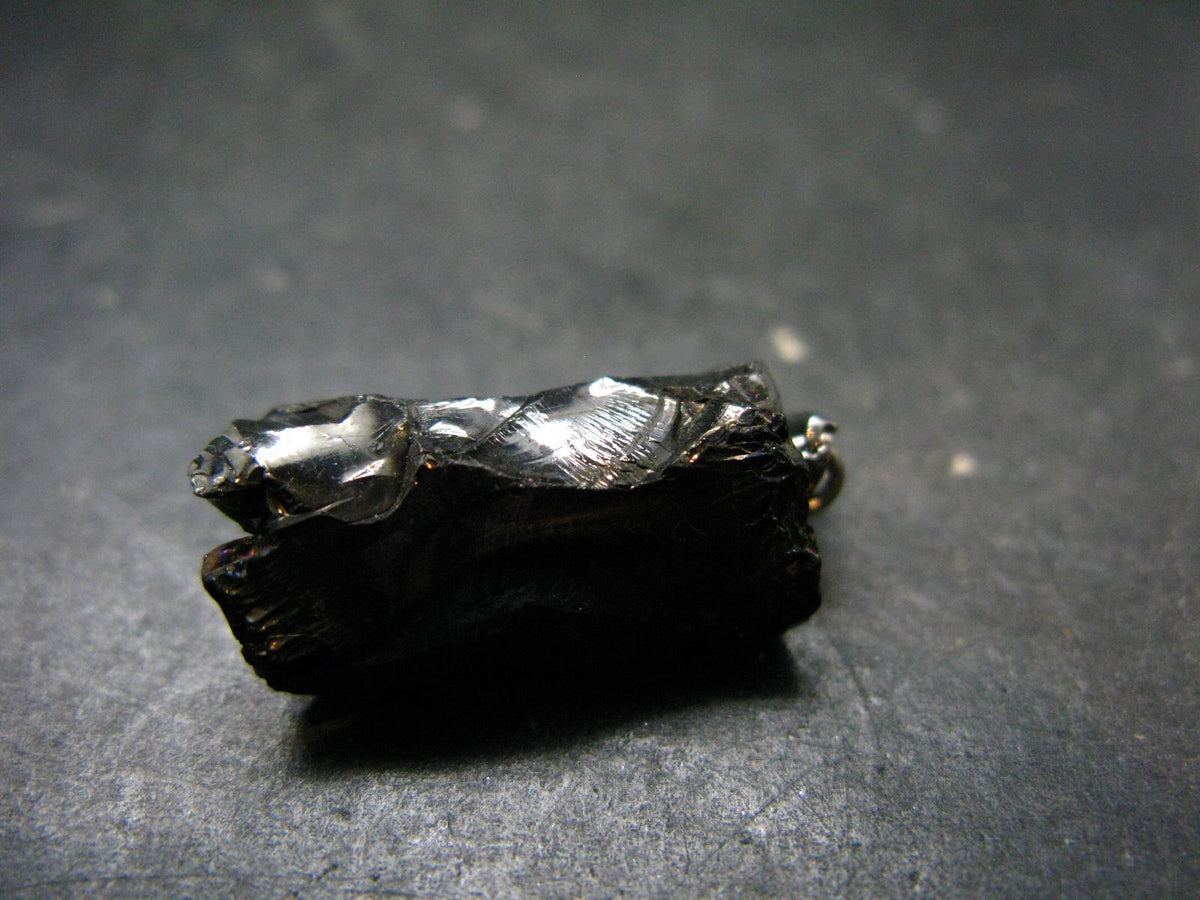 Unpolished Elite Shungite Silver Pendant from Russia - 1.2" - 2.86 Grams