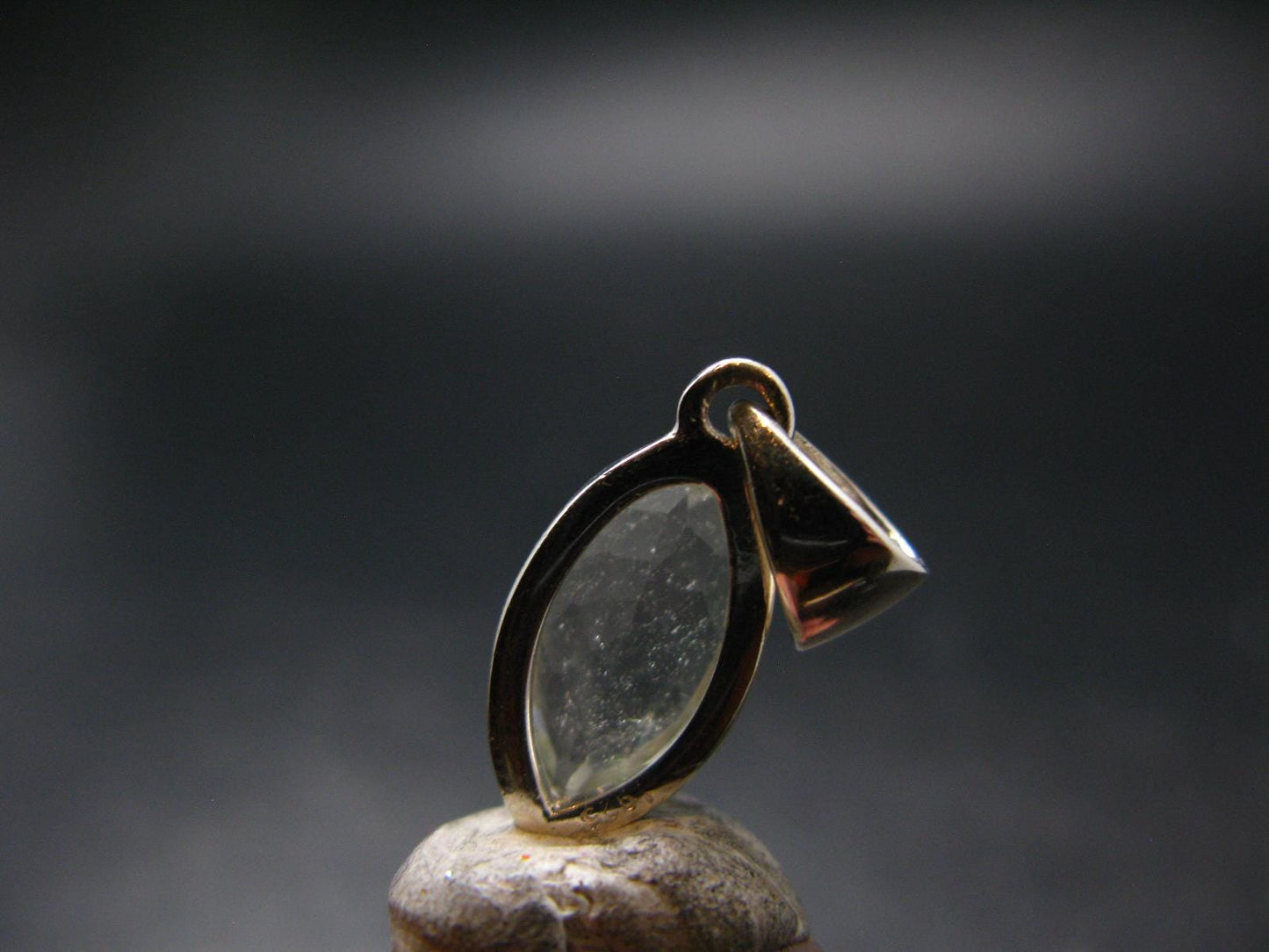 Gem Libyan Desert Glass Tektite Faceted Pendant Sterling Silver from Libya - 1.0" - 2.68 Grams