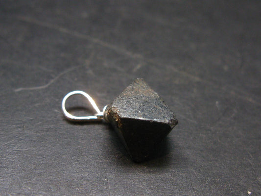 Magnetite Crystal Silver Pendant From Bolivia - 0.8" - 3.20 Grams