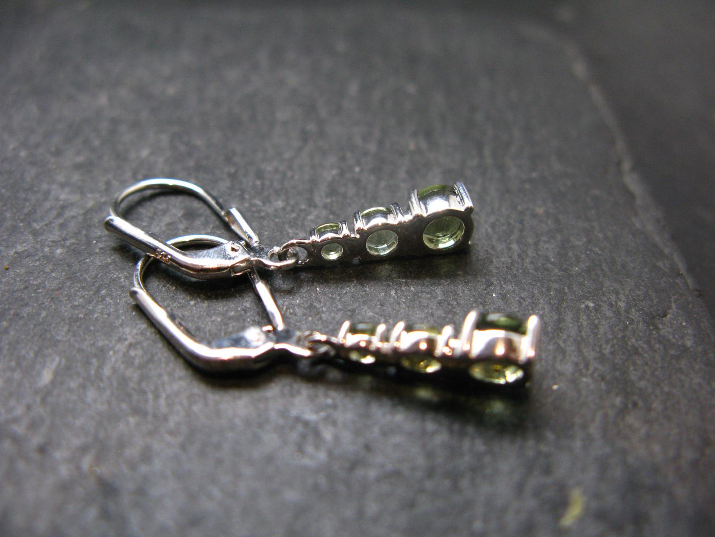 Moldavite Tektite Silver Earrings from Czech Republic - 2.20 Grams