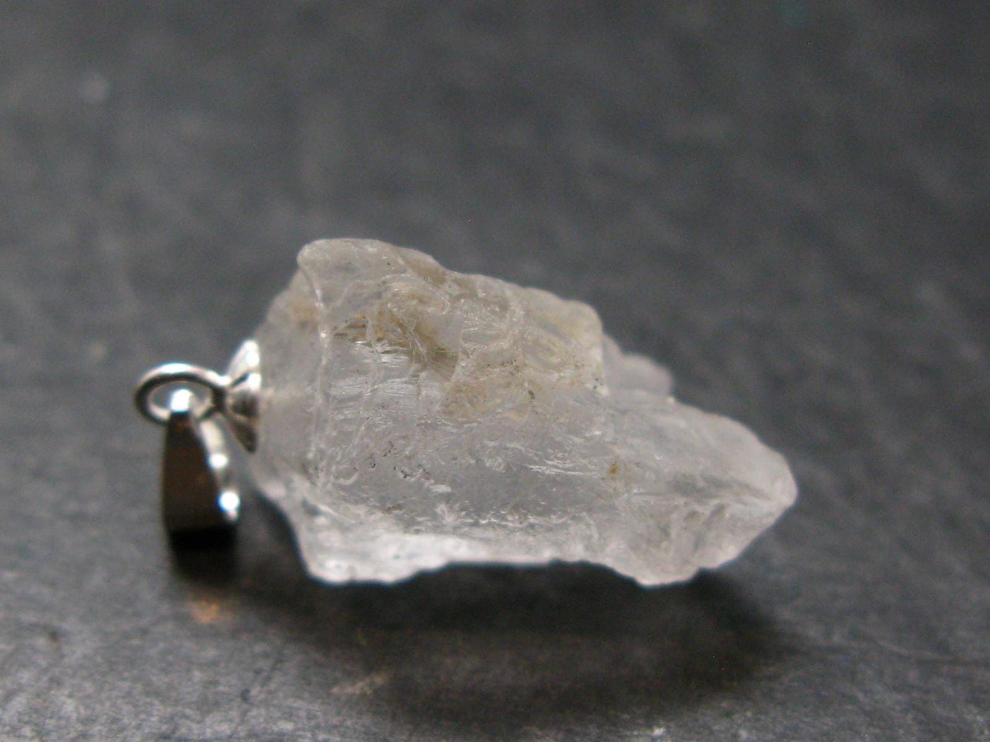 Clear Petalite Crystal Silver Pendant from Brazil - 0.9" - 2.34 Grams