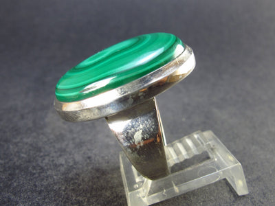 Malachite Cabochon Silver Ring - 11.6 Grams - Size 8