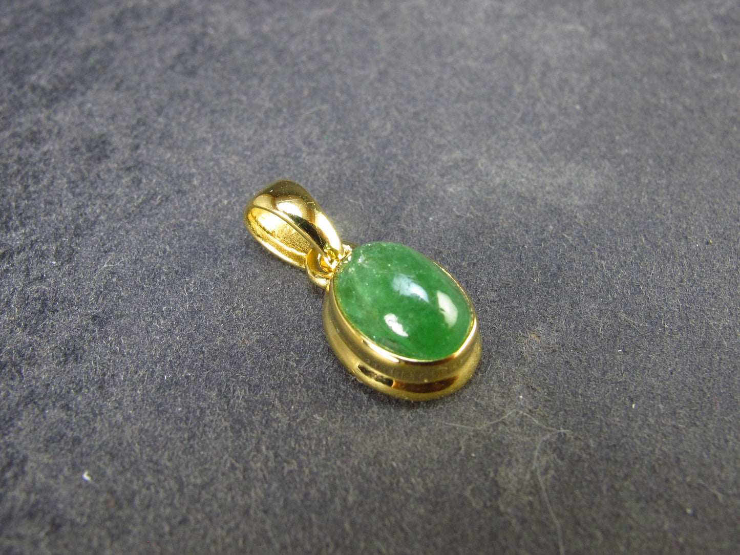 Tsavorite Green Garnet Gold Plated Silver Pendant from Tanzania - 0.7" - 1.56 Grams