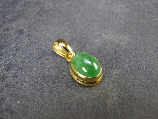 Tsavorite Green Garnet Gold Plated Silver Pendant from Tanzania - 0.7" - 1.56 Grams