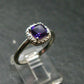 Siberian Amethyst!! Natural Faceted Rich Purple Amethyst 925 Silver Ring with CZ - 2.52 Grams - Size 8