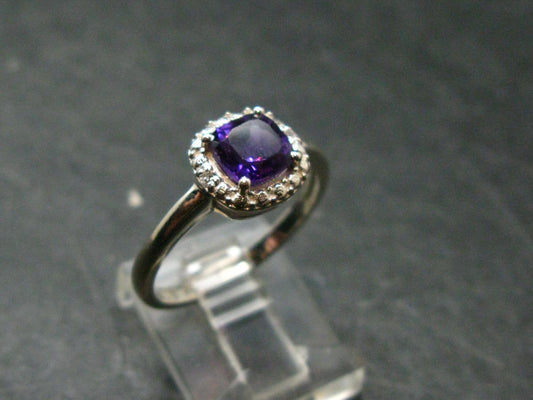 Siberian Amethyst!! Natural Faceted Rich Purple Amethyst 925 Silver Ring with CZ - 2.52 Grams - Size 8