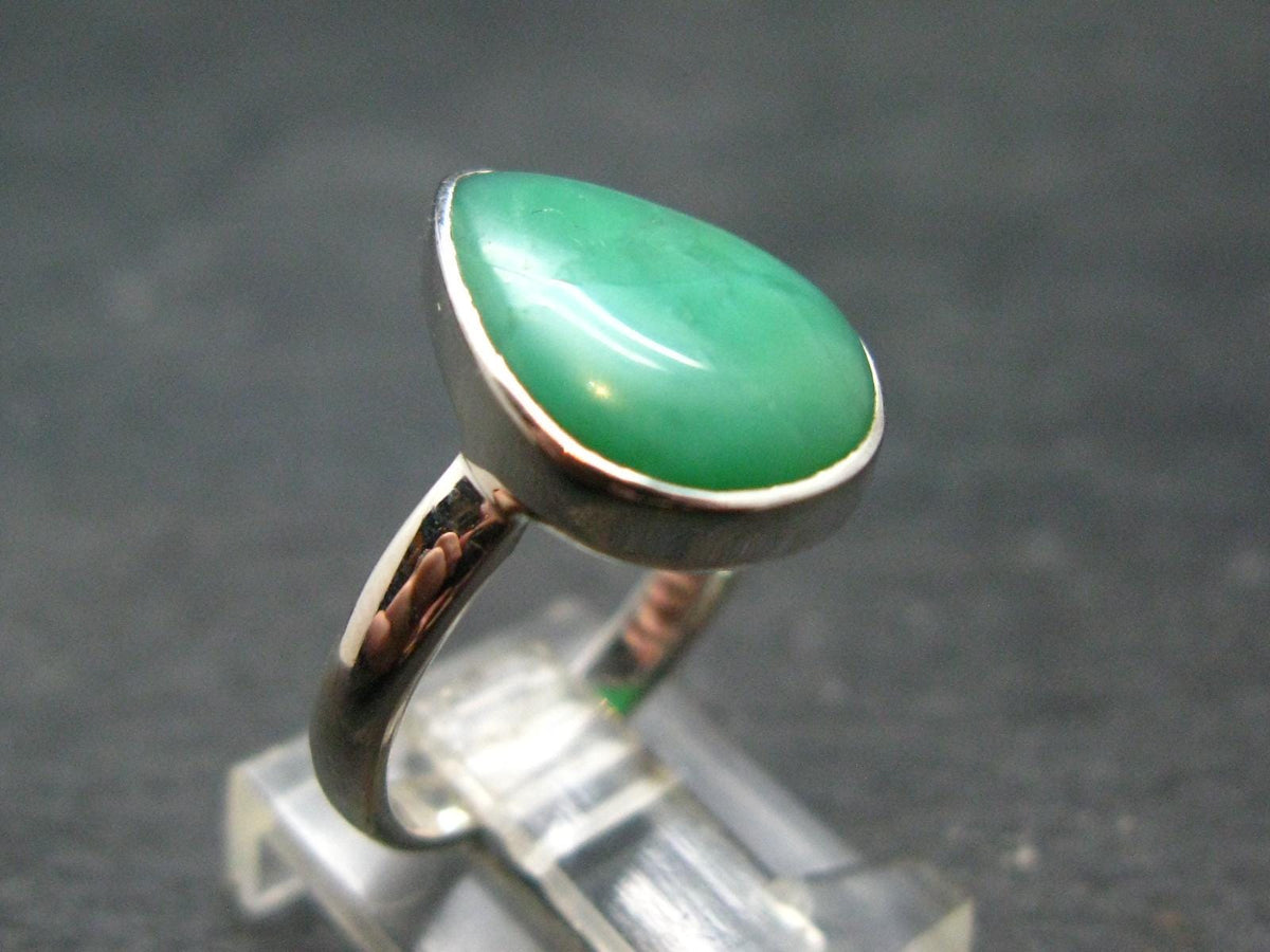 Natural Apple Green Chrysoprase 925 Sterling Silver Ring From Australia - 3.34 Grams - Size 7