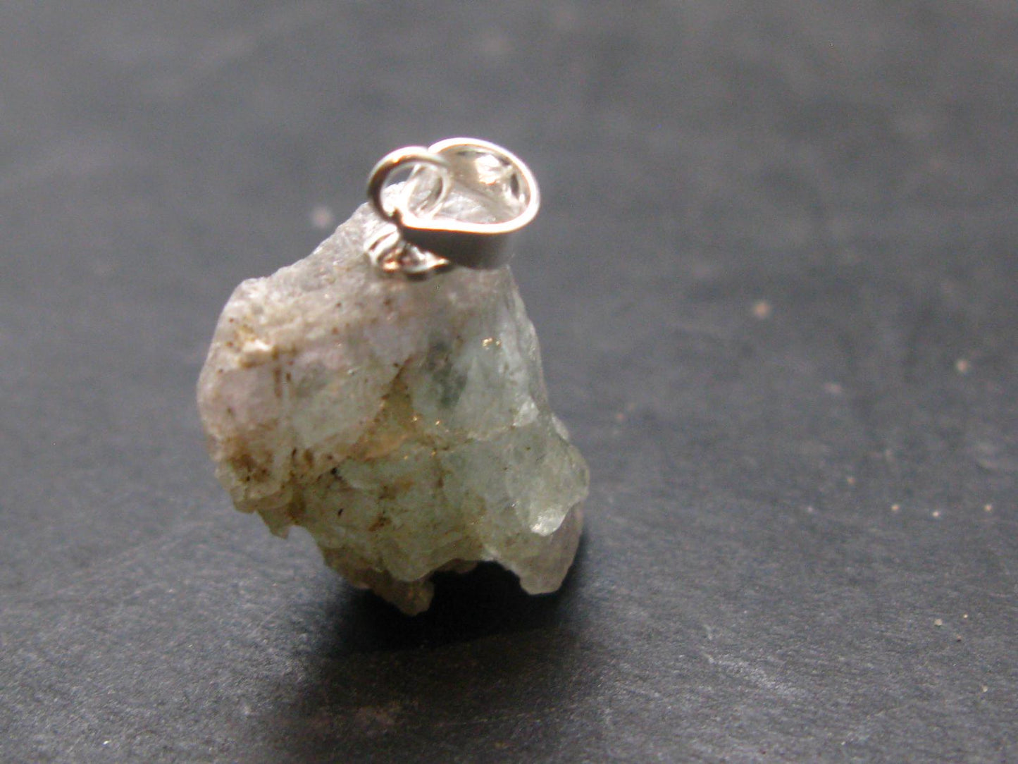 Gray Herderite Silver Pendant from Africa - 0.8" - 2.8 Grams
