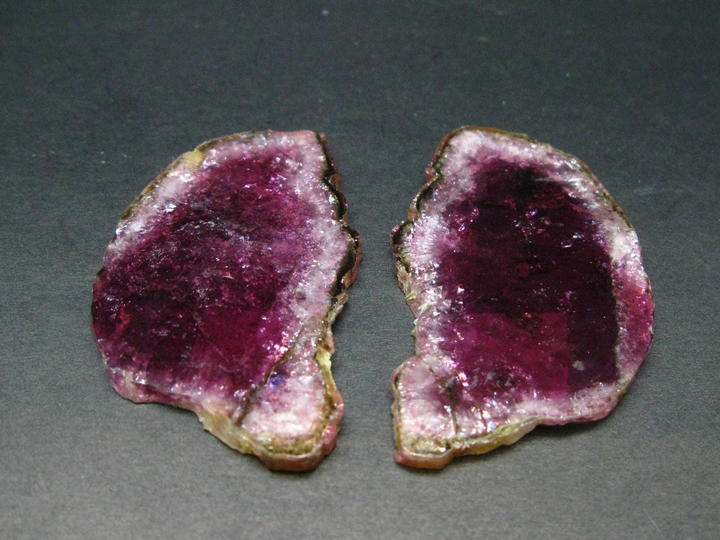 Rare Pink Tourmaline Crystal Slice Pair From Brazil - 87 Carats Total