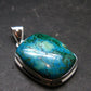 Malachite And Chrysocola Silver Plated Pendant from Congo - 1.3" - 7.3 Grams