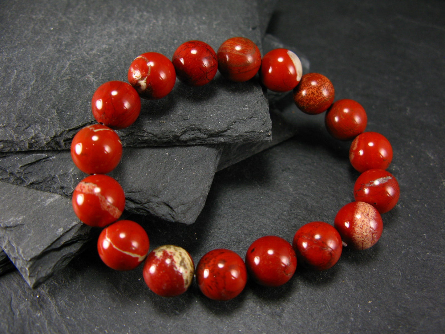 Red Jasper Genuine Bracelet ~ 7 Inches ~ 10mm Round Beads