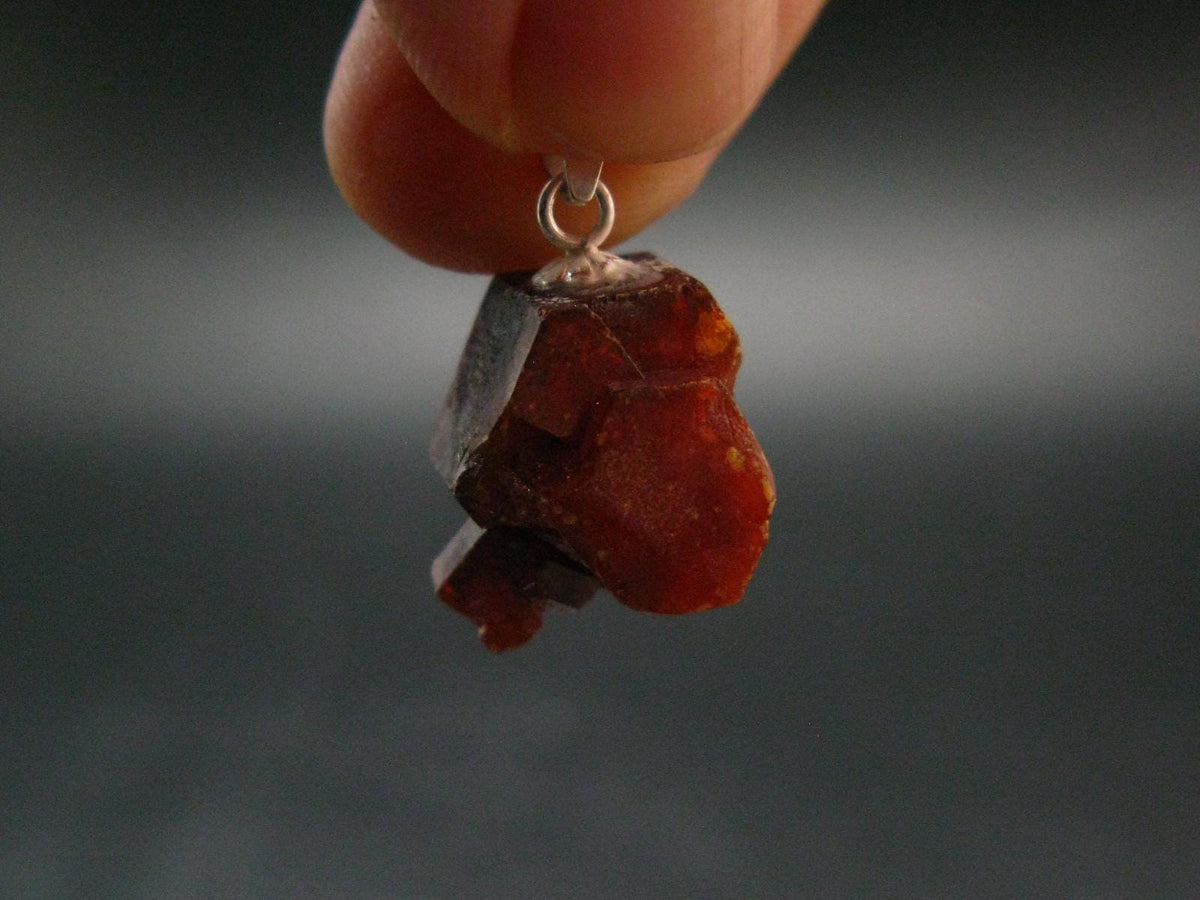 Vanadinite Crystal Silver Pendant From Morocco - 0.9" - 5.86 Grams