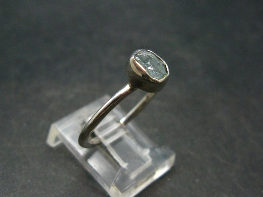 Cute Delicate Genuine Raw Aquamarine Gem Sterling Silver Ring - Size 7