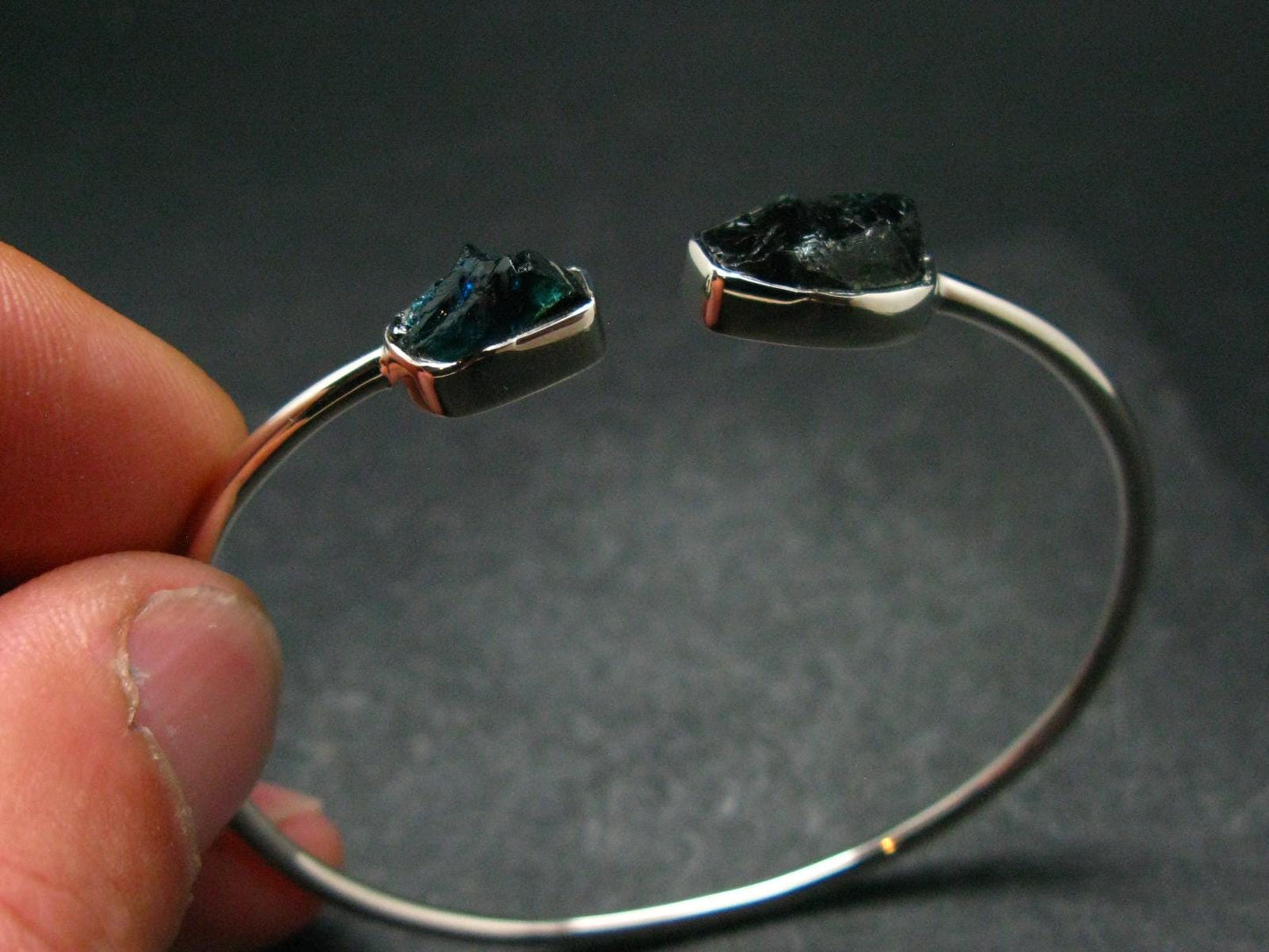 Lazulite Silver Twister Bracelet From Pakistan - 4.93 Grams