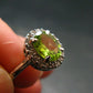 Natural Faceted Peridot Olivine Sterling Silver Ring - 2.66 Grams - Size 7