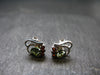 Moldavite Tektite & Red Garnet Silver Earrings from Czech Republic - 2.05 Grams