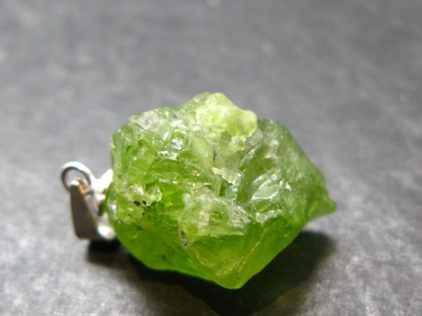 Peridot Olivine Pendant in SS From Arizona - 1.0" - 3.61 Grams