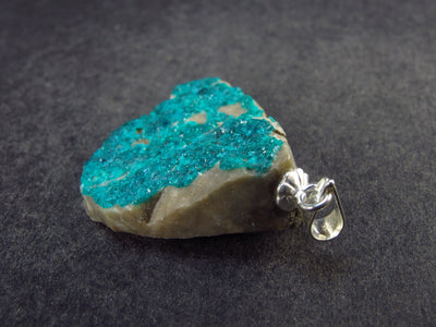 Beautiful Dioptase Cluster Silver Pendant from Kazakhstan - 1.5" - 5.21 Grams