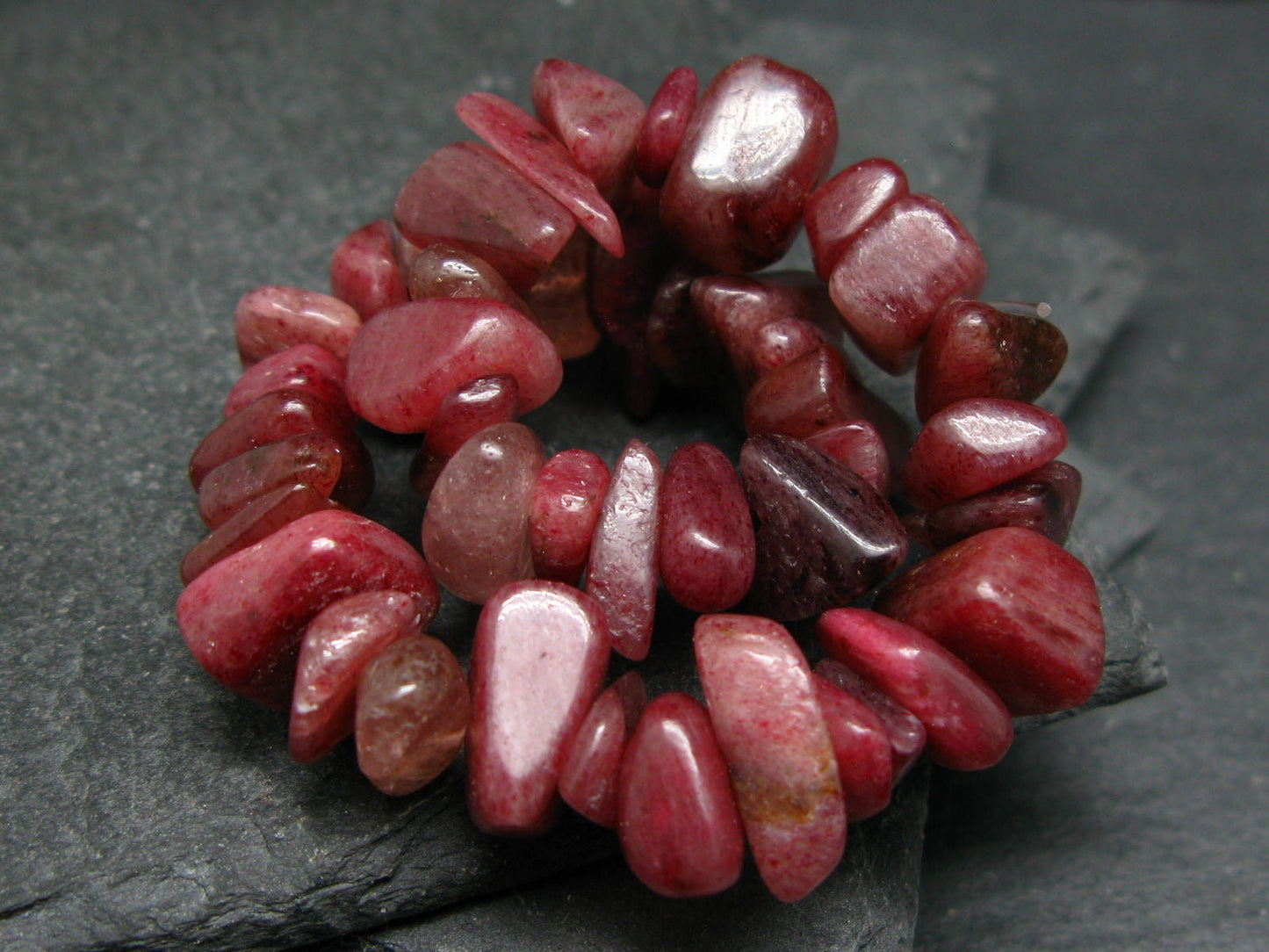 Thulite Genuine Bracelet ~ 7 Inches ~ 10mm Tumbled Beads