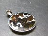 Rare Brahin Meteorite Slice With Olivine Pallasite Silver Pendant from Belarus - 1.4" - 5.22 Grams