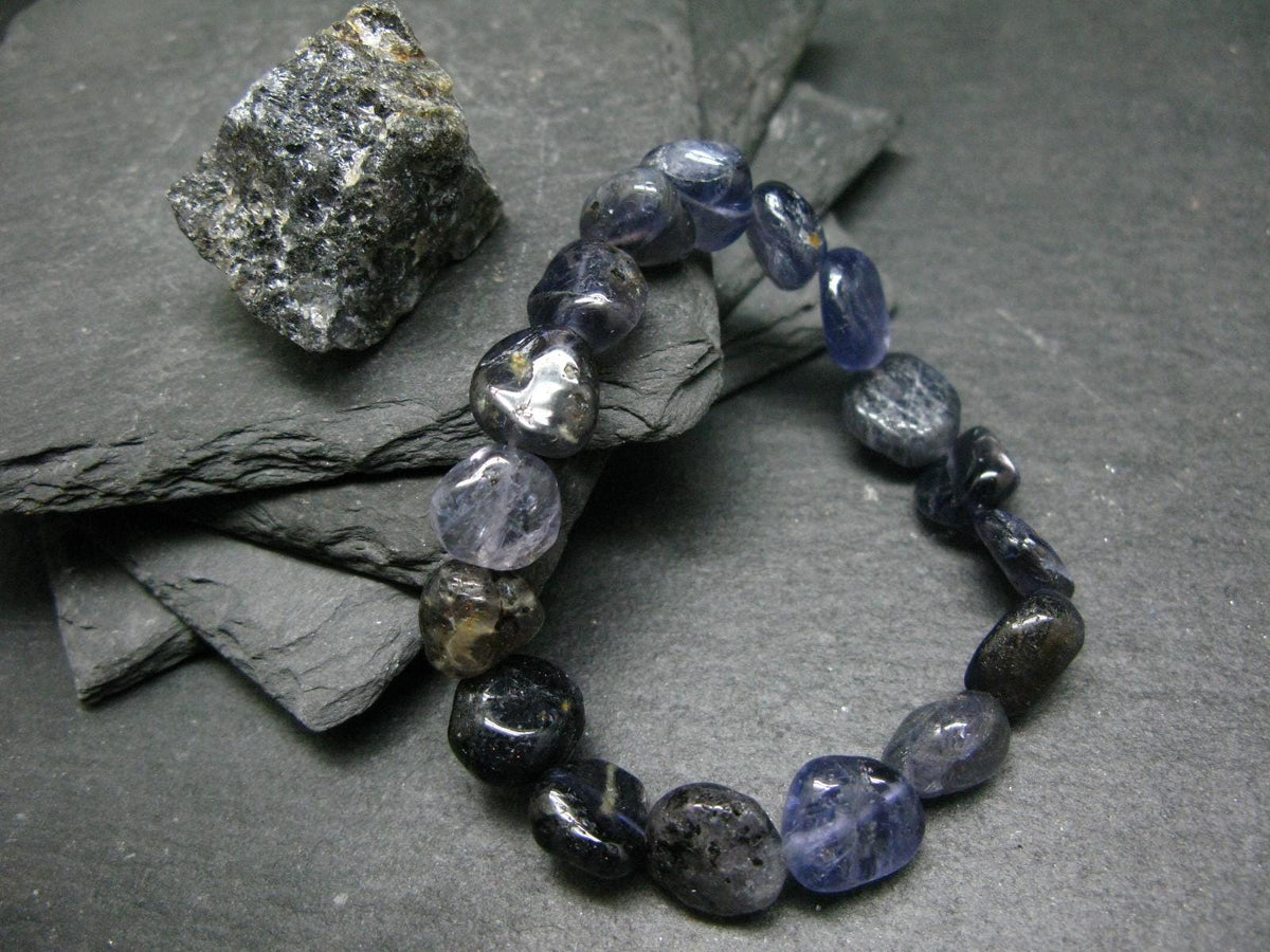 Iolite Cordierite Genuine Bracelet ~ 7 Inches ~ 12mm Tumbled Beads