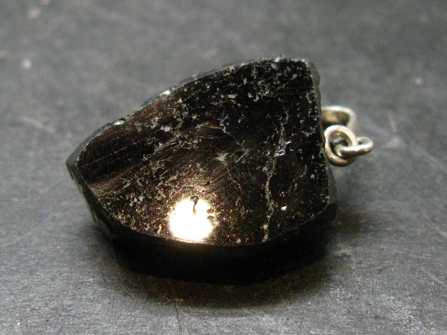 Black Tourmaline Schorl Silver Pendant From Brazil - 1.4" - 6.05 Grams