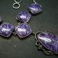 Stunning Six Stones Silky Charoite AAA Quality Sterling Silver Necklace From Russia - 17"